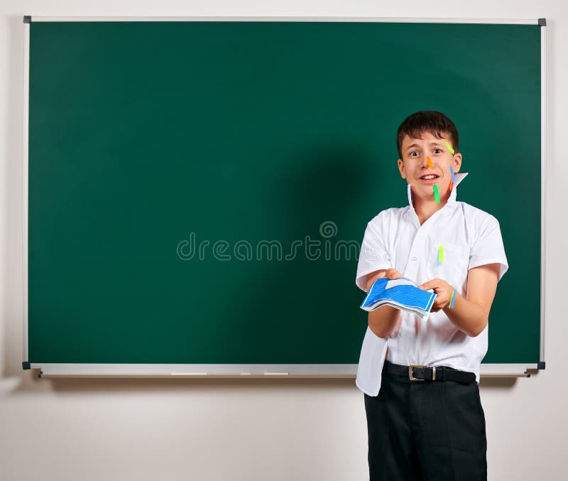 Portrait Of Funny Pupil. School Boy Very Emotional, Having Fun And Very ...