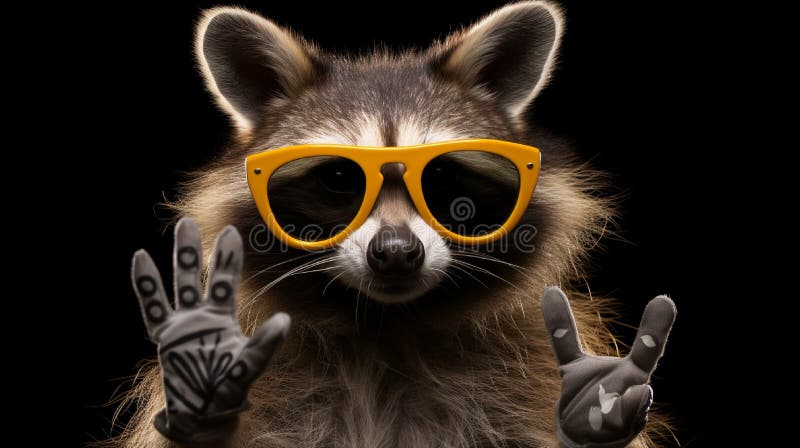 Head Of Racoon In Hipster Sunglasses Kawaii Animal Stock Illustration -  Download Image Now - iStock