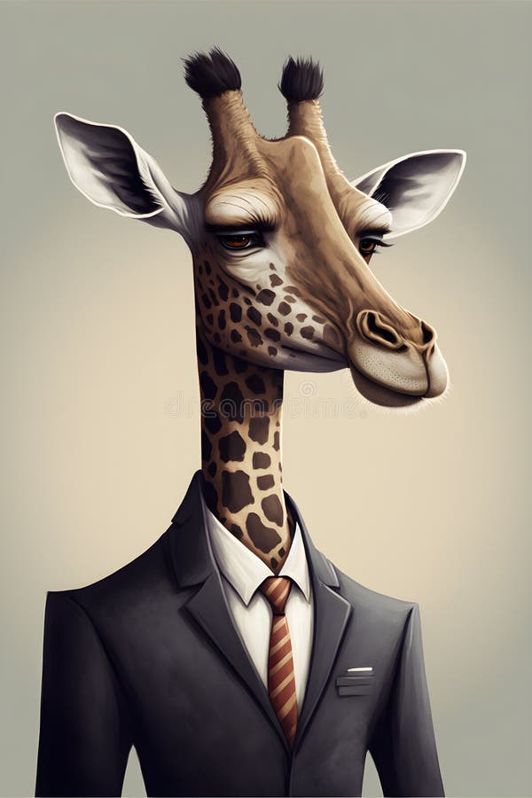 Portrait of Giraffe in a Business Suit at the Studio Stock Illustration ...