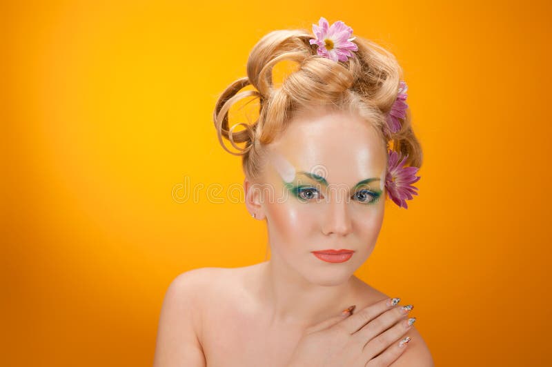 Blonde woman with flowers in her hair - wide 6