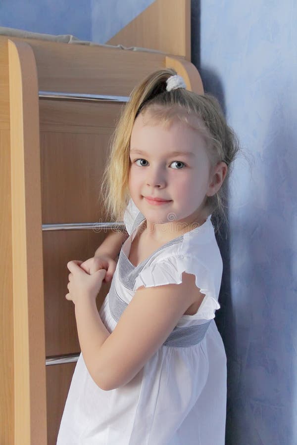 Portrait of Girl with Blue Eyes Stock Image Image of white cute