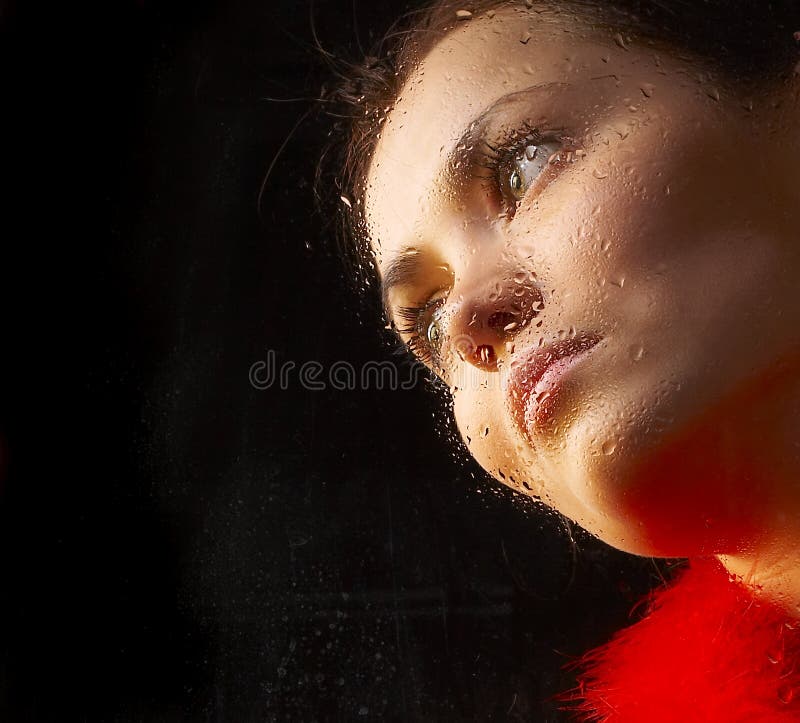 Portrait of the girl glass stock photo