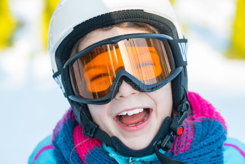 Portrait of Girl in Goggles Stock Image Image of cold, happiness