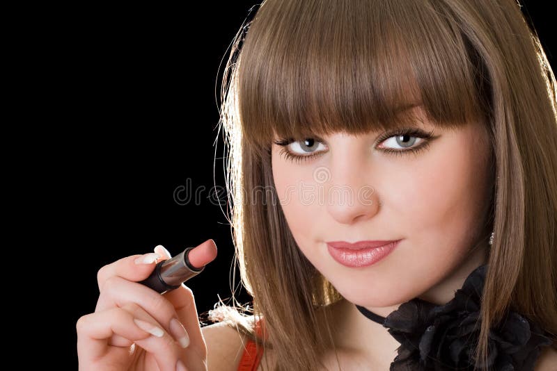 Portrait of the Girl with Lipstick Stock Image Image of closeup, fashion 10677761
