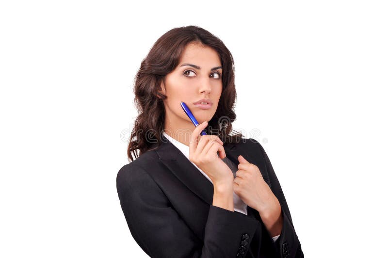 Portrait of a Girl with Pen Stock Image Image of brown, suit 31657849