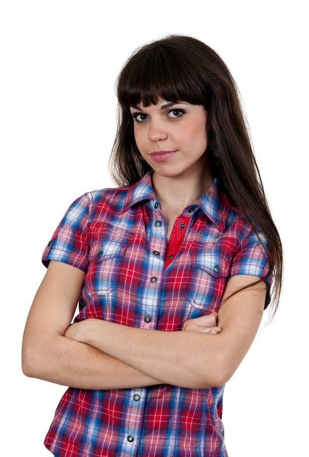 Portrait of a girl in a red checked shirt