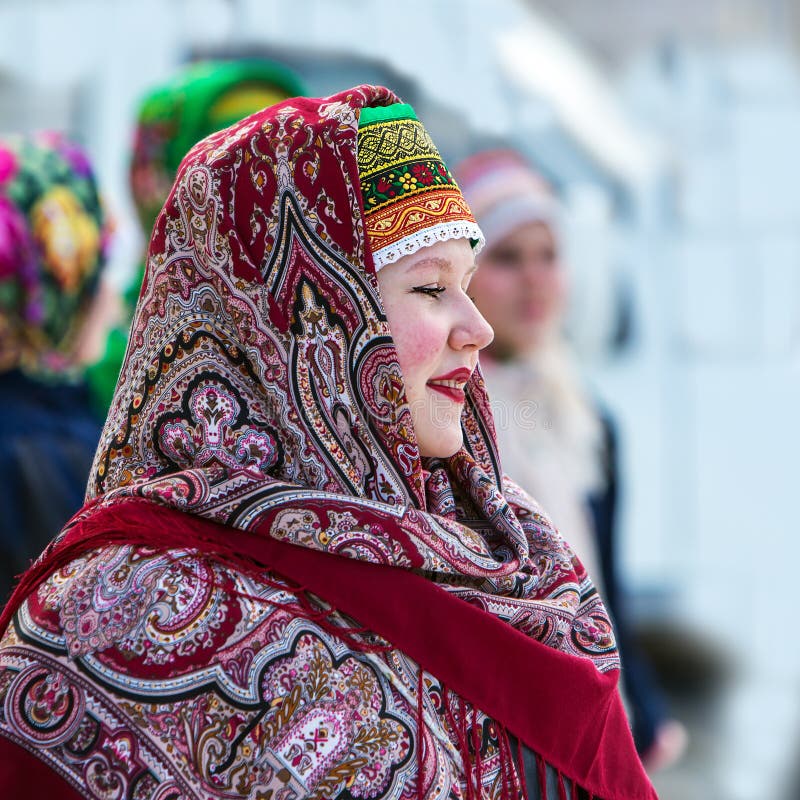 Portrait of a Girl in a Russian Scarf. Western Siberia, Russia ...