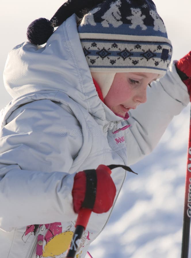 Portrait of a girl skiing