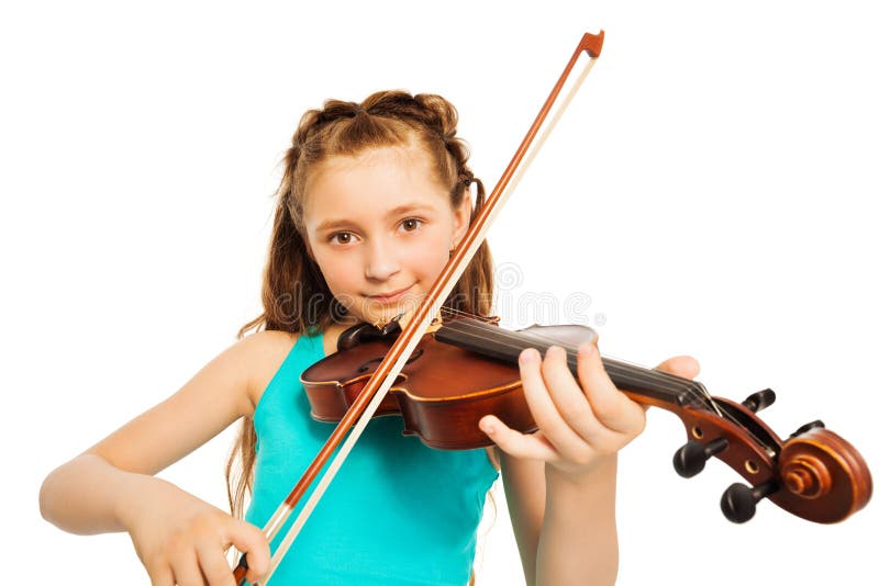 Portrait of girl with string and playing violin