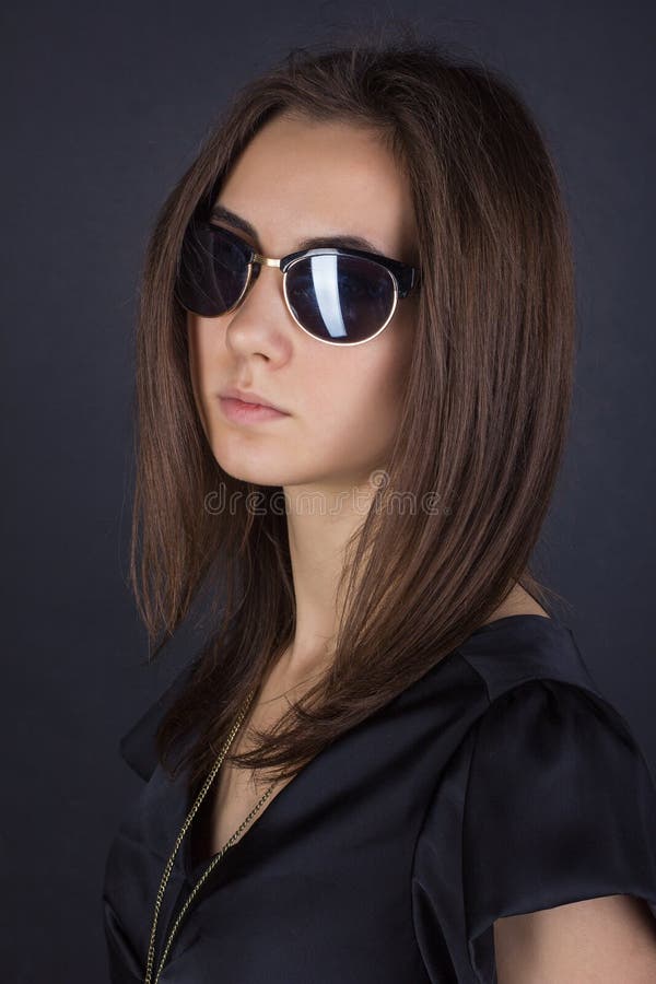 Portrait Of A Girl In Sunglasses Stock Image Image Of Modern Lips 56258771