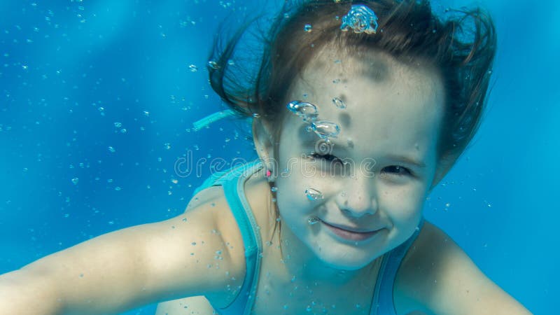 Portrait of a Girl Under the Water. Stock Image - Image of people ...