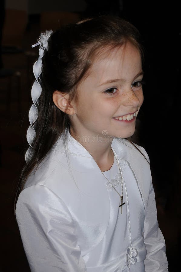 The Communion Girl Spiegazione Finale Girl in the Church at the Day of Her First Holy Communion Stock Image