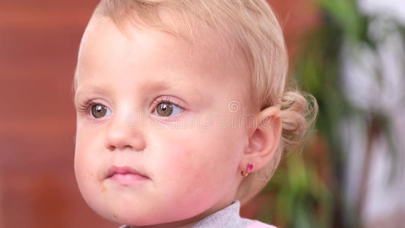 Portrait of a girl 1-2 years. Face close-up.