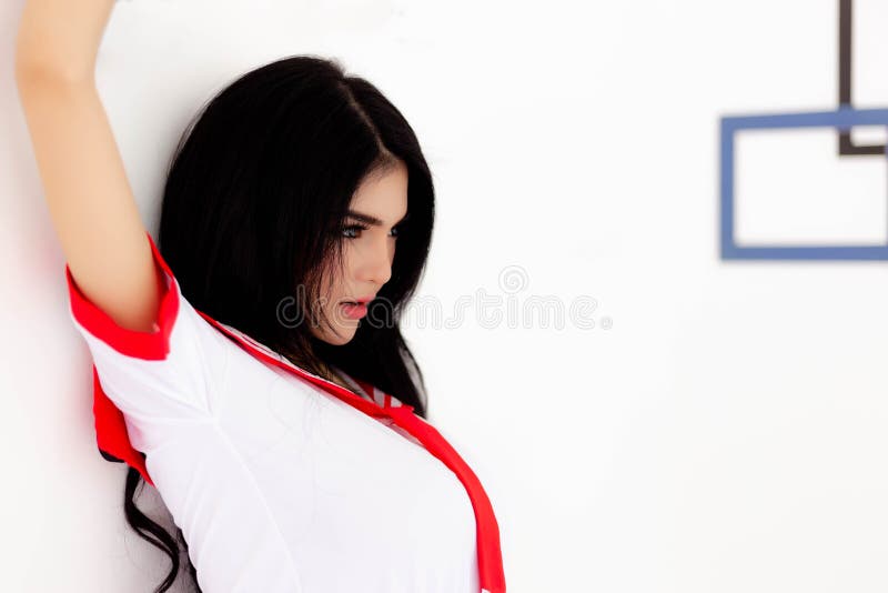 Portrait gorgeous woman. Charming beautiful woman is looking cop stock image Portrait gorgeous woman. Charming beautiful woman is looking cop stock image