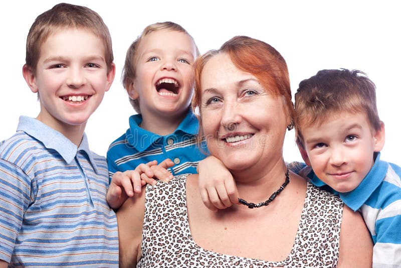 Portrait of a grandmother and four grandchildren