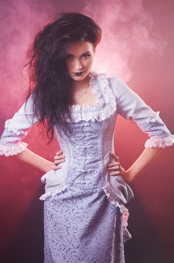 Portrait of Halloween Vampire Woman Aristocrat with Stage Makeup Stock ...