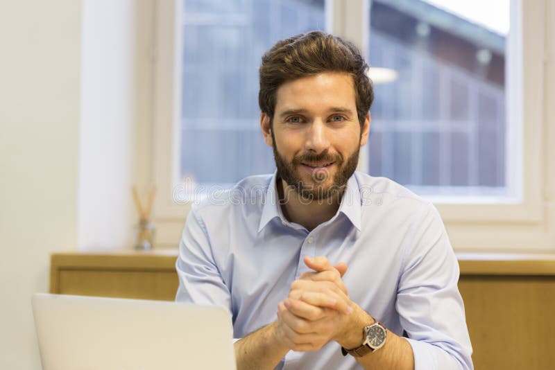 Portrait of Handsome Man in Office Stock Photo Image of people, computer 52285700
