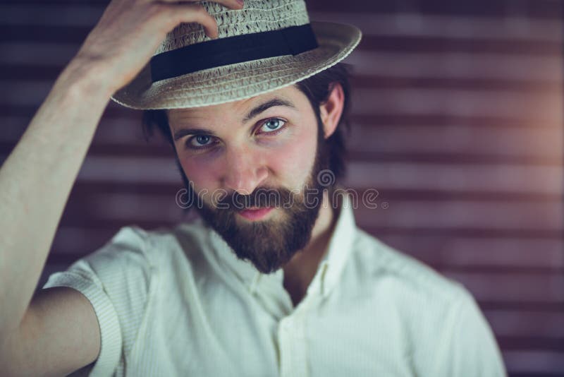 Portrait of handsome man wearing hat royalty free stock image Portrait of handsome man wearing hat royalty free stock image