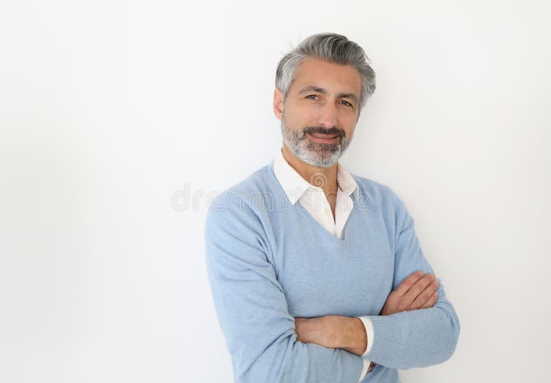 Portrait of a handsome mature man isolated royalty free stock images