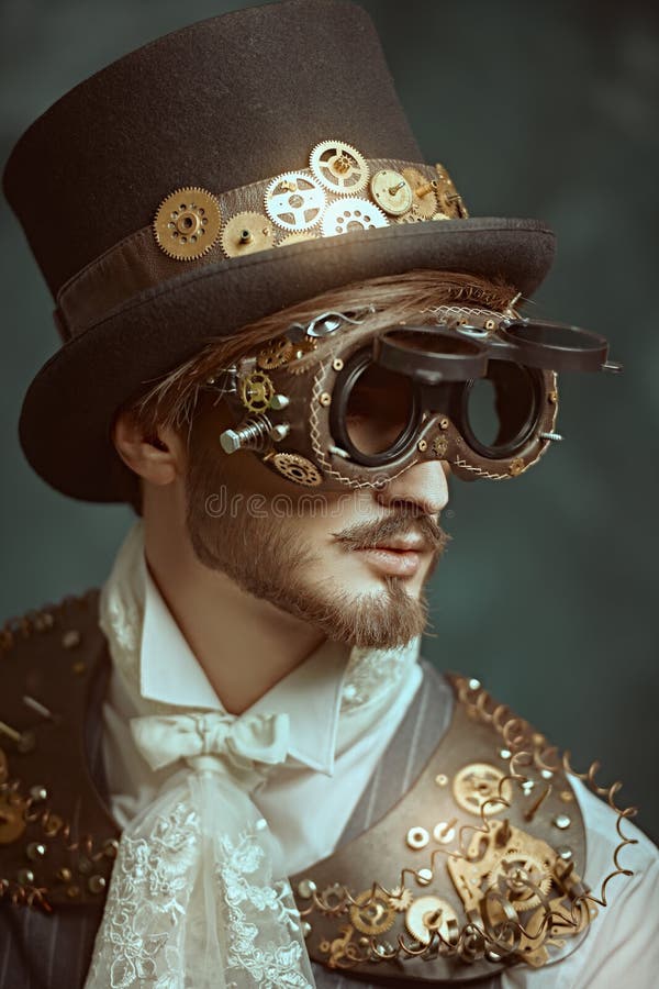 Handsome Man in Steampunk Clothes Stock Photo - Image of background,  female: 180853032