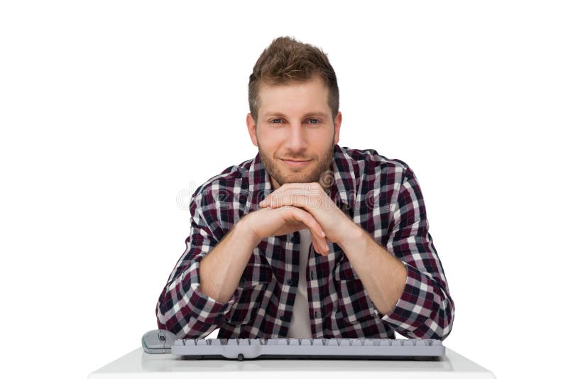Portrait of a Handsome Young Man with Keyboard Stock Image Image of