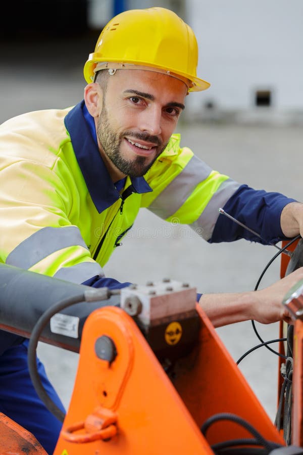 Portrait happy engineer stock photography