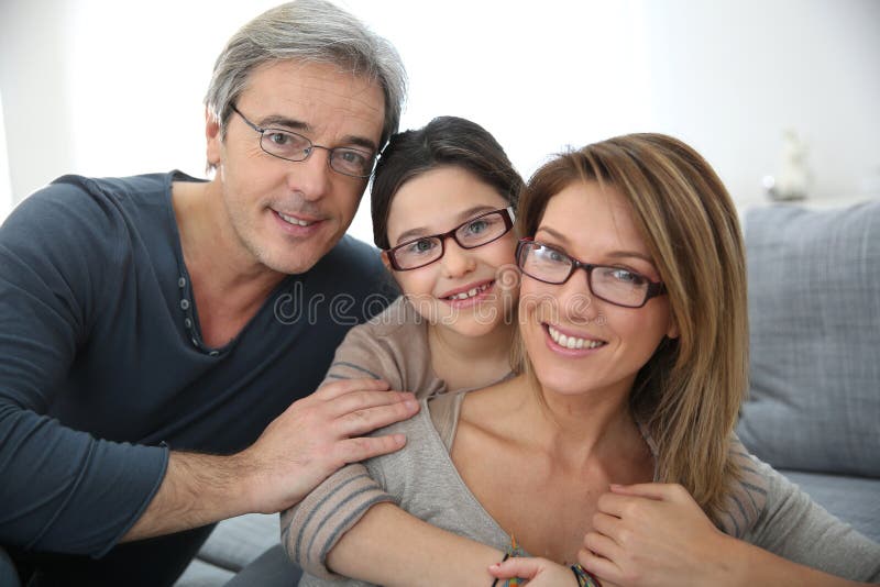 Portrait of happy family wearing eyeglasses