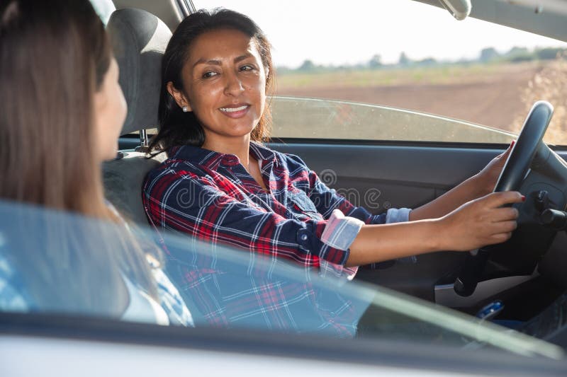 Portrait of Happy Female Driver and Friend in Car Stock Photo - Image ...