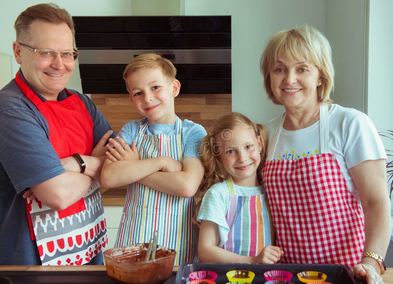 Portrait of happy grandparents have fun with their grandchildren stock photography Portrait of happy grandparents have fun with their grandchildren stock photography