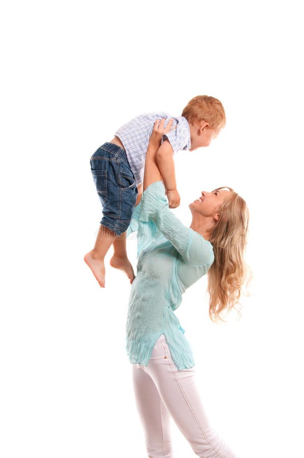 Portrait of happy mother with joyful son