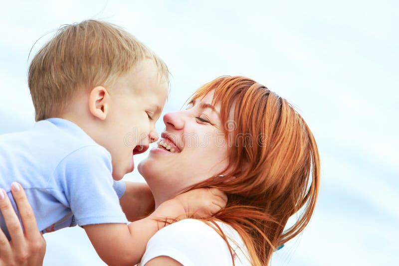 Portrait of happy mother and son