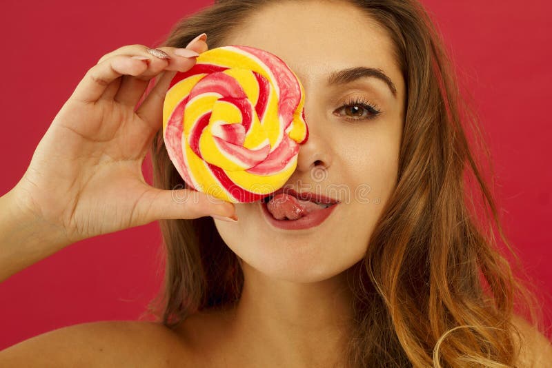 Pretty Girl Holding Candy Sweet Stock Image Image Of People Race 9455319