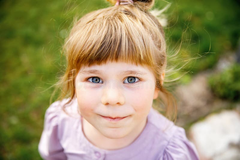 Portrait of Smiling Blond Preschool Boy, Outdoors. Cute Little Child ...