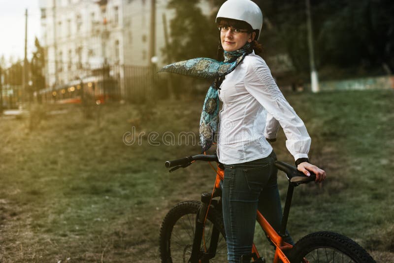 Portrait of happy young bicyclist riding in park royalty free stock images Portrait of happy young bicyclist riding in park royalty free stock images