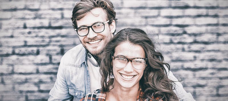 Portrait of happy young couple in spectacles royalty free stock photos Portrait of happy young couple in spectacles royalty free stock photos