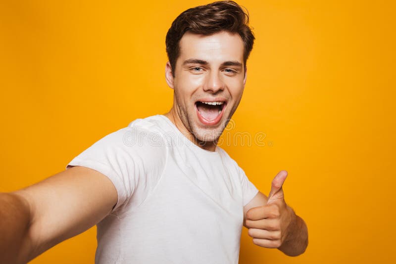 Portrait of a Happy Young Man Taking a Selfie Stock Image - Image of ...