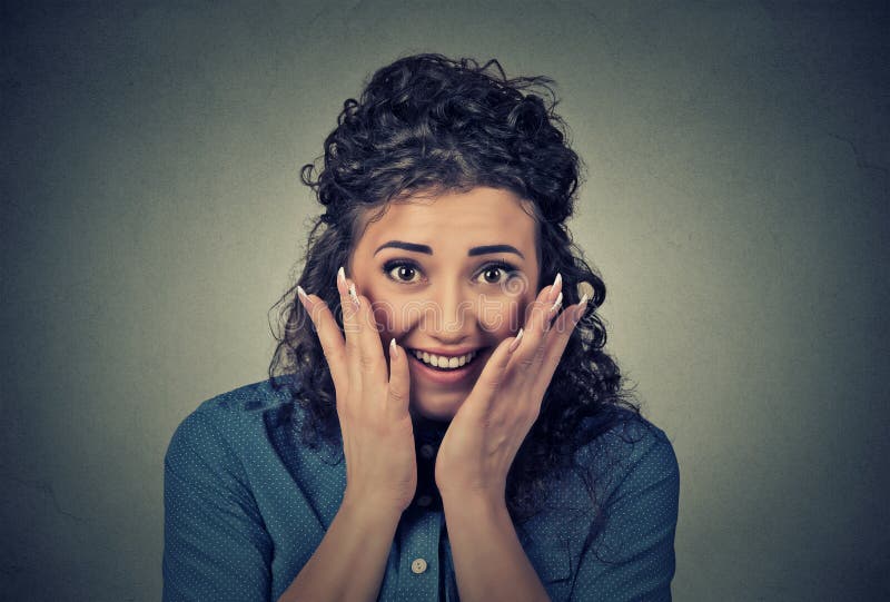 Portrait happy young surprised woman stock photography Portrait happy young surprised woman stock photography