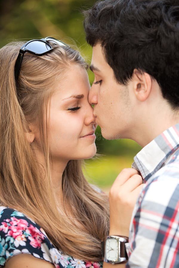 Portrait Happy Young Teenage Couple Stock Pho