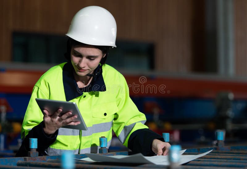 Portrait of a Heavy Equipment Female Engineer from a Huge Industry Stock Image Image of
