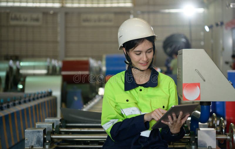 Portrait of a Heavy Equipment Female Engineer from a Huge Industry Stock Image Image of