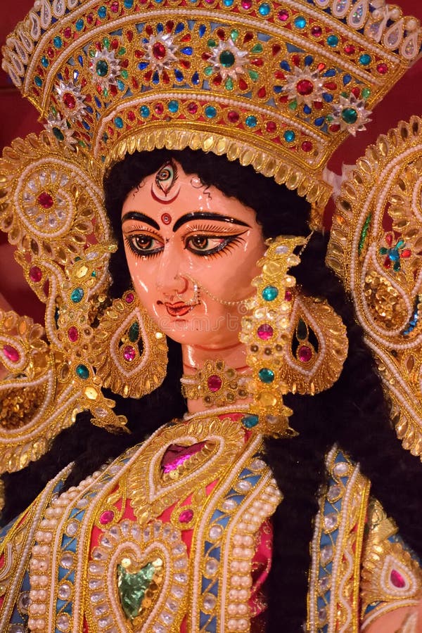 Portrait of Hindu Goddess Durga idol