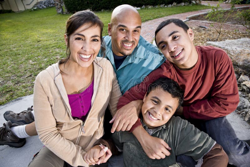Portrait of Hispanic family outdoors stock photos Portrait of Hispanic family outdoors stock photos