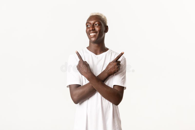 Portrait of Hopeful Smiling African-american Guy, Looking Left Pleased ...