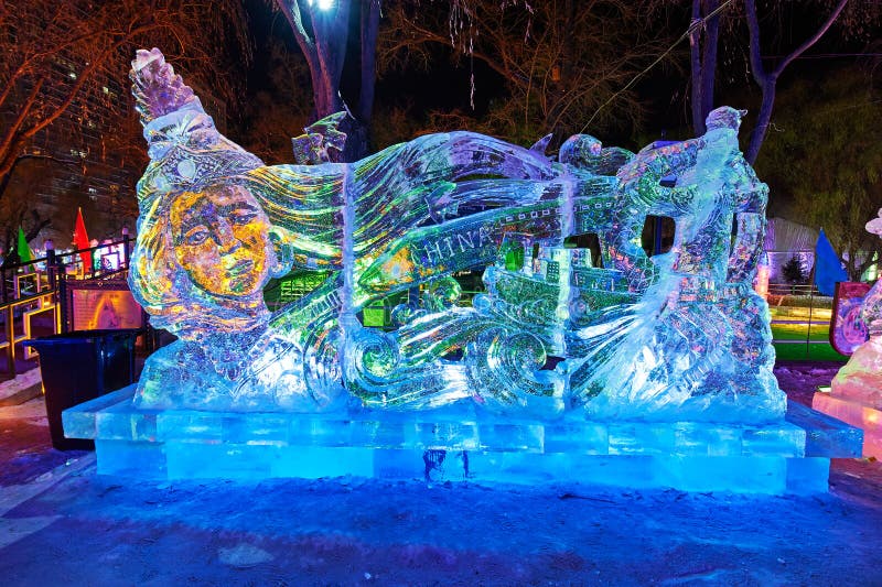 The portrait ice sculpture