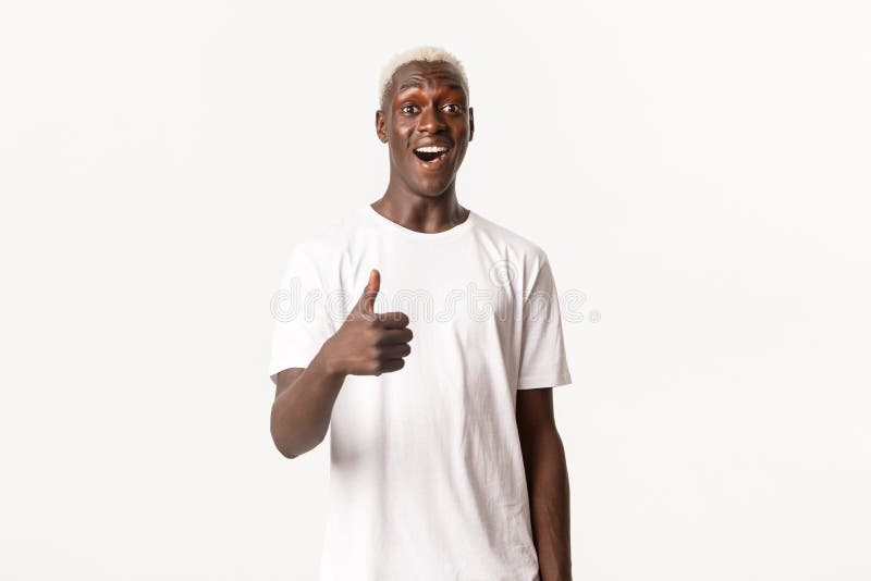 Portrait of Impressed Smiling African-american Blond Man, Showing ...