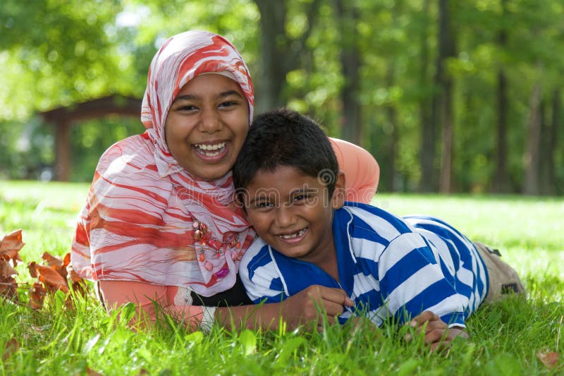 Portrait of indian brother and sister royalty free stock photos