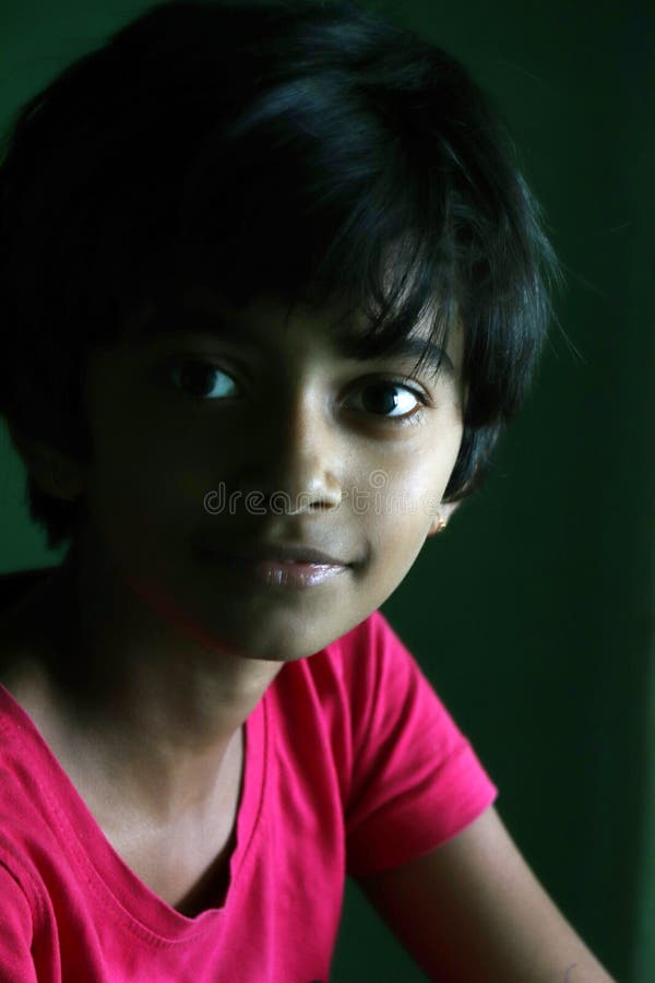 Portrait of an Indian Little Girl with Short Hair. Beautiful Eye of a Child  on Black Background Stock Image - Image of eyes, asian: 180610165