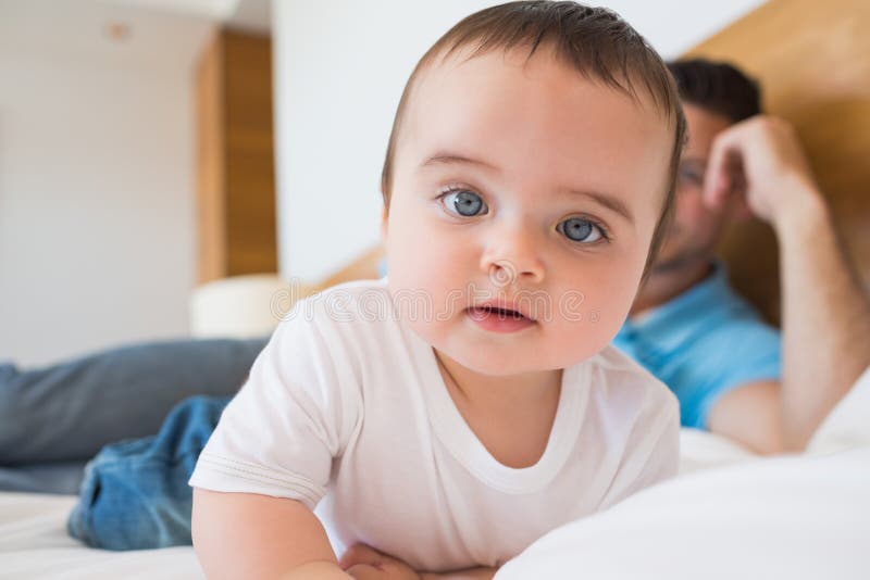 Innocent Baby with Father Feeding Milk Stock Image Image of cute