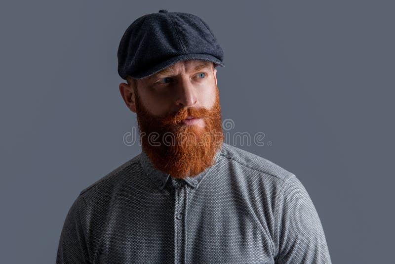 Portrait of Irish Man Studio. Bearded Man with Serious Face Stock Image ...