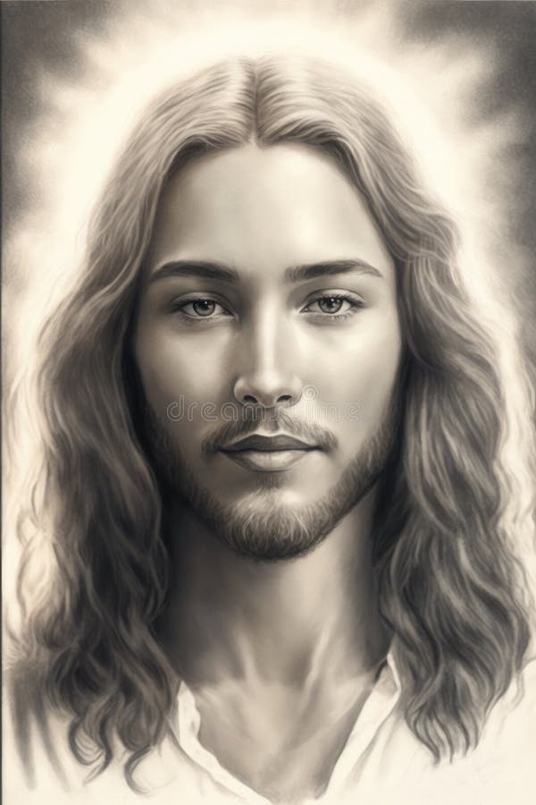 Digital Painting of Jesus Christ in Black and White Colors, Hand-drawn ...